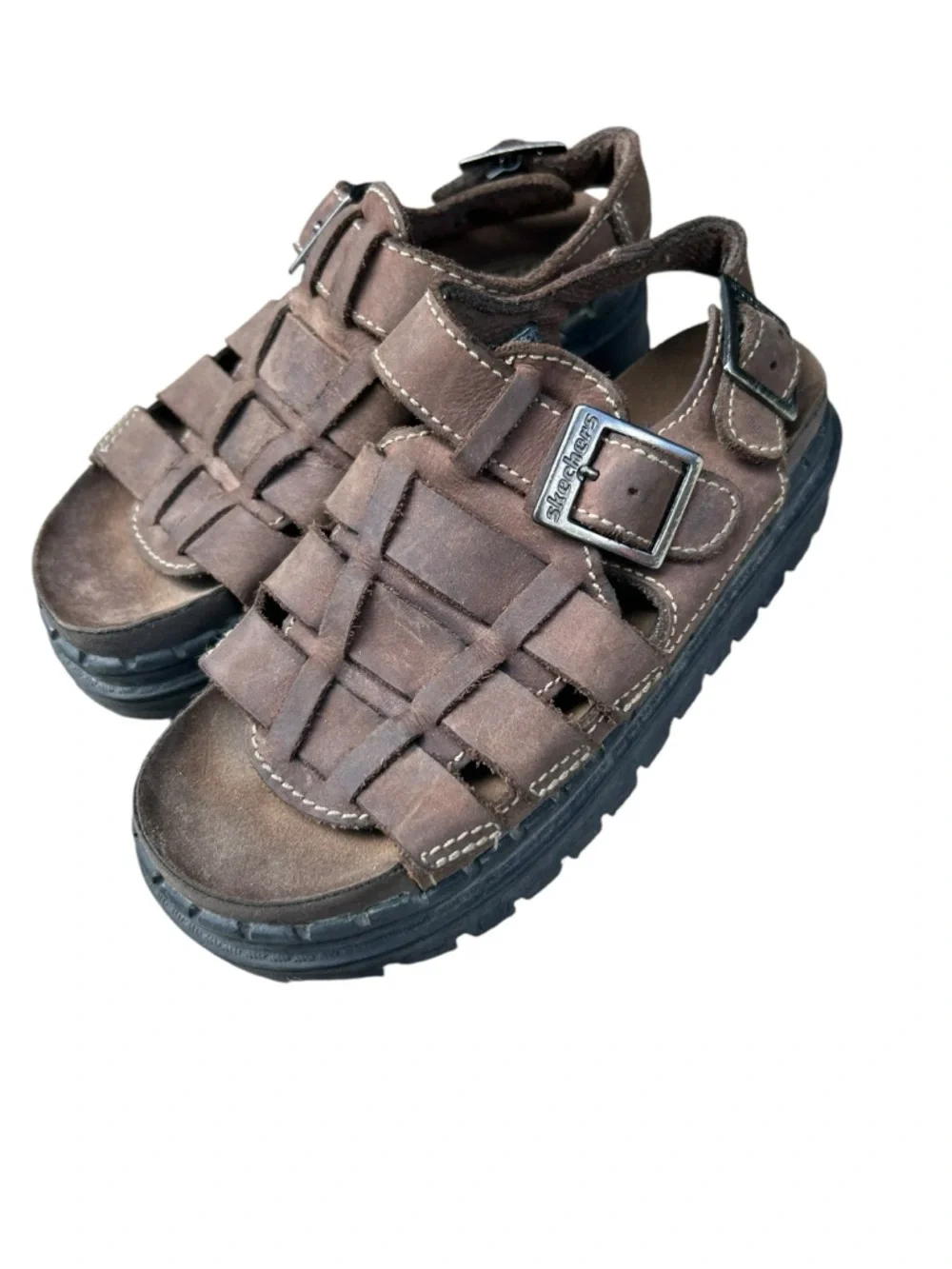 Kids' Brown Suede Fisherman Sandals Vintage Y2K Skechers Unisex